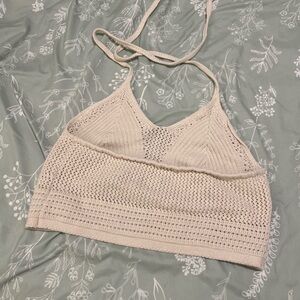 Aerie Cream Knit Halter Top